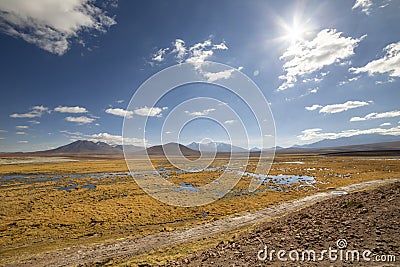 View from the scenic roadÂ toÂ El Tatio Geysers, Chile Stock Photo